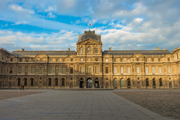 Fototapeta na wymiar PARIS, FRANCE - DECEMBER 24, 2015: Fragment of Louvre buildings in Louvre Museum Paris