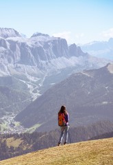 Fototapeta premium tourist girl at the Dolomites
