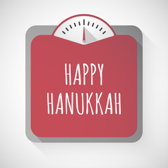Isolated weight scale with    the text HAPPY HANUKKAH