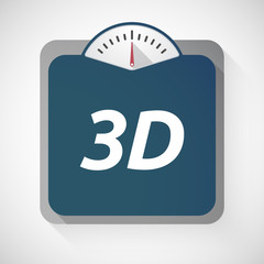 Isolated weight scale with    the text 3D