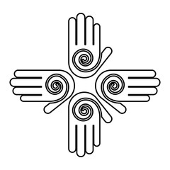 hands print paint around vector illustration design