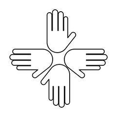 hands print paint around vector illustration design