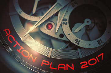 Action Plan 2017 on the Mechanical Wrist Watch Mechanism. 3D.