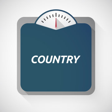 Isolated weight scale with    the text COUNTRY