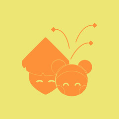 east people Vector illustration of Chinese new year celebration in flat style Chinese people and fireworks