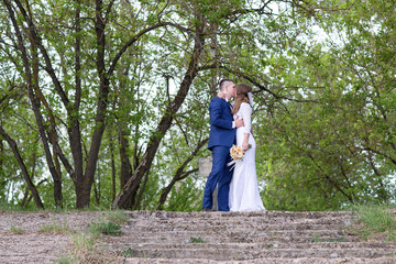 bride and groom walking