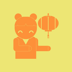 lantern and east girl Vector illustration of Chinese new year celebration in flat style Chinese lantern