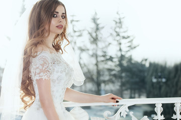 Elegant bride woman posing.