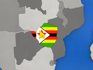 Zimbabwe on globe