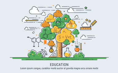 Education and Science. Line Art Thin Vector illustration for web.