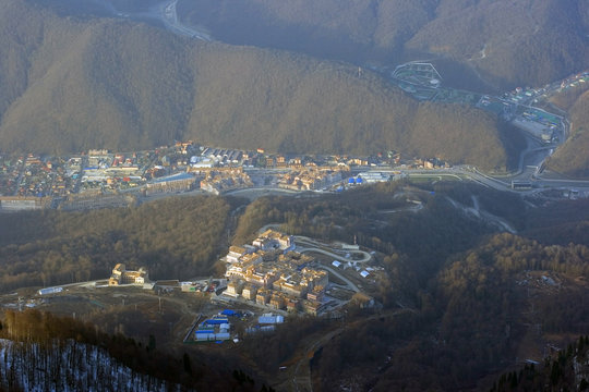Top view of the Rosa Khutor mountain resort