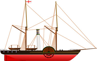 Sirius - vector illustration of an early transatlantic steamship