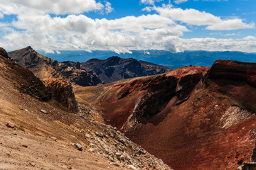 Landscape view of Red crater in Tongariro, New Zealand
