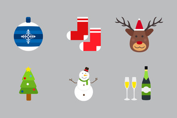 Christmas holiday icons vector set.