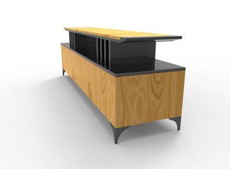 3d illustration of wooden table. white background isolated. icon for game web.