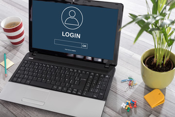 Login concept on a laptop