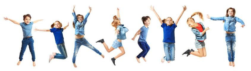 Cute jumping children on white background © Africa Studio