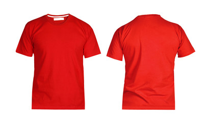 Front and back views of t-shirt on white background - 134401510