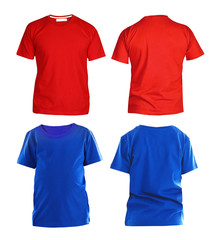 Front and back views of t-shirts on white background