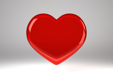 Red glass heart on valentine's day.