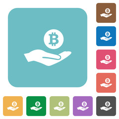 Bitcoin earnings rounded square flat icons
