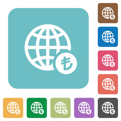 Online Lira payment rounded square flat icons