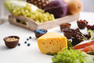 Healthy food on table