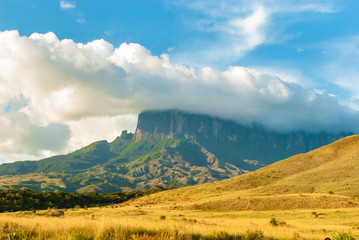 View of Kukenan Tepui (table mountain) in Gran Sabana National Park (Venezuela)