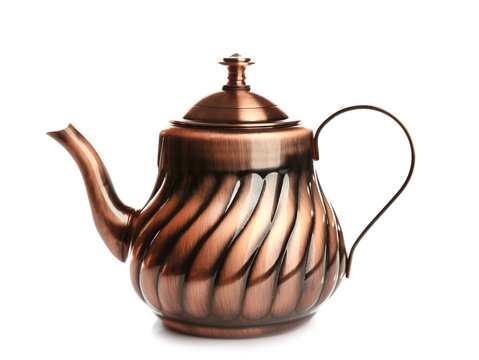 Turkish tea pot on white background