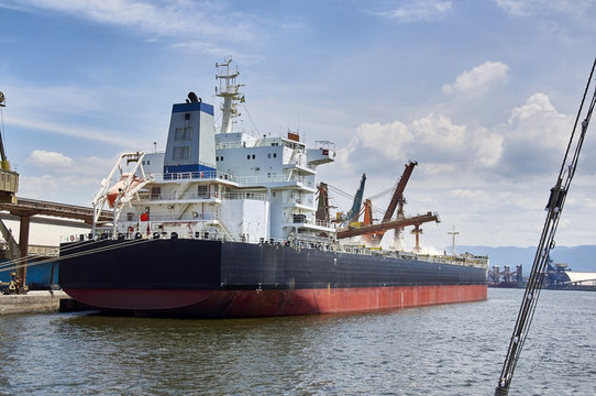 Ship Docked In Port Of Santos, Brazil