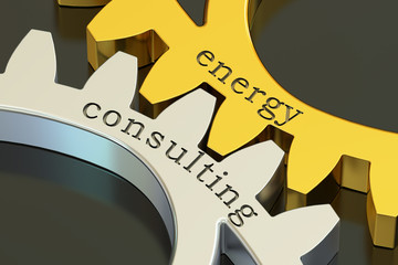 Energy Consulting concept on the gearwheels, 3D rendering