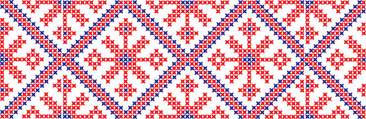 Embroidered cross-national pattern