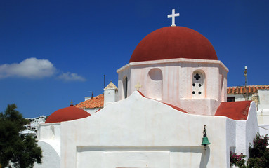 Detail of a church in Mykonos island, Greece