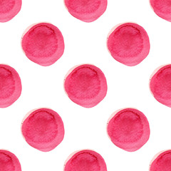 Abstract pattern with of watercolor circles in shades pink and white. Hand drawn polka dot. Texture for textile, wrapping paper, greeting card, invitation, wallpaper