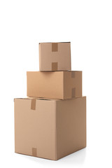 Obraz premium Cardboard boxes on white background