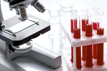 Medical equipment blood test in laboratory no one