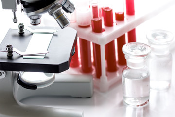Medical equipment blood test in laboratory no one