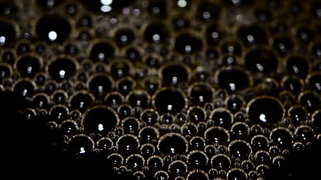 Foam Bubbles On Black Coffee. Closeup