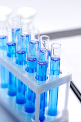 Laboratory, chemistry and science concept on white background