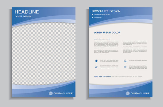Blue flyer design template - brochure, front and back page 