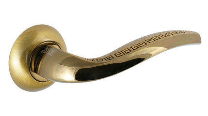 Door handle of bronze on a white background side view