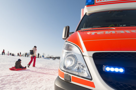 Paramedics and Ambulance in Winter Scenery 3