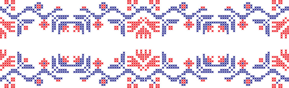 Embroidered cross-national pattern