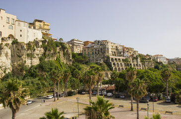 Tropea, Italy, Calabria, the houses are built on a high rock above the sea 