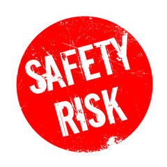 Safety Risk rubber stamp. Grunge design with dust scratches. Effects can be easily removed for a clean, crisp look. Color is easily changed.