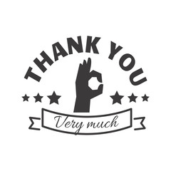 Thank you text lettering vector badge.