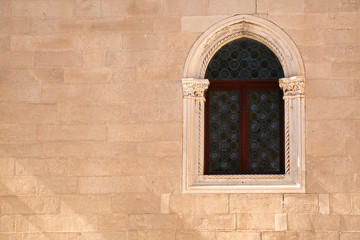 Fototapeta premium Historic window on a building in Dubrovnik, Croatia. Dubrovnik is popular tourist destination and UNESCO World Heritage Site. 