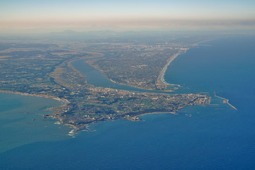 Aerial view of the Choshi Peninsula in Chiba Prefecture near Tokyo, Japan