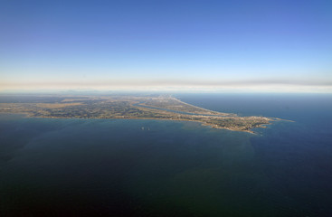 Aerial view of the Choshi Peninsula in Chiba Prefecture near Tokyo, Japan