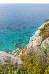 Fototapeta na wymiar Rocky seacoast on Sardinia island, Italy